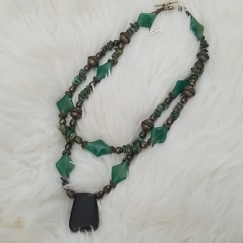 Vintage necklace turquoise and brown stones